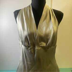 Express Silver Satin-Look Halter Dress Top